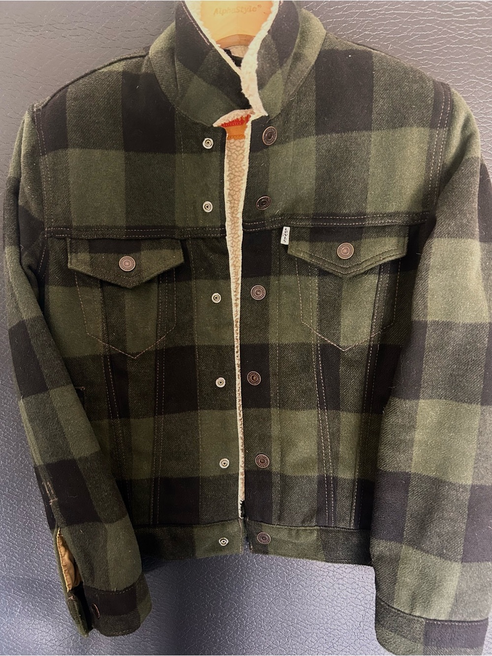 Unisex Green Plaid Sherpa-Lined Jacket